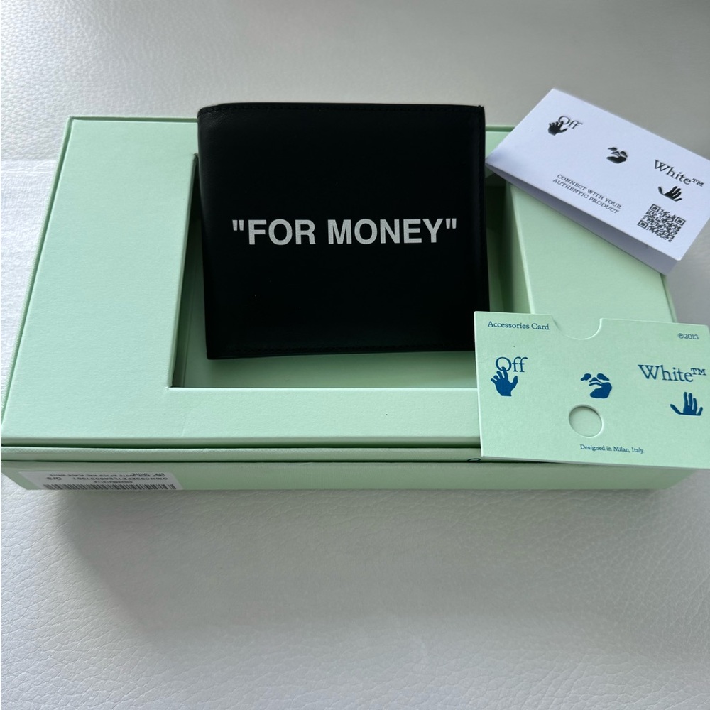Off-White Black Money Wallet with Bold White Text